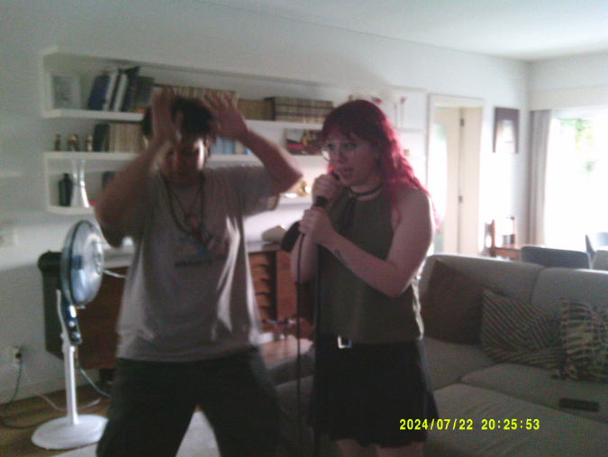The last one is my friends, doing karaoke at each others’ homes. We love to do the karaoke in the living room. This is a time for us, for us to sing.
- Participant, Porto